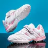 Zapatos de fútbol para niños con tacos cortos TF para niños y niñas, con cierres de velcro, malla transpirable, zapatos de entrenamiento antideslizantes