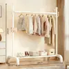 Arara de Chão com Barra Dupla para Roupas Quarto Uso Doméstico Móvel Vertical para Pendurar Roupas Armazenamento Interno Secagem de Roupas Cabideiro