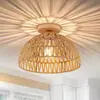 Luminária de teto para quarto estilo wabi-sabi, arte em corda, tecelagem de rattan, design vintage inspirado no Zen japonês e no novo chinês para sala de estar, sala de jantar, sala de chá