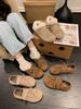 Zapatos tipo Birkenstock con Suela Gruesa, que Aumentan la Altura, Forro de Felpa, Estilo Coreano para Mujer, Novedad Otoño e Invierno 2026, Nicho, con Cordones, Suaves, Versátiles, Zapatos de Algodón Peludos