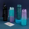 Botella de Agua Deportiva de Gran Capacidad para Exteriores Nueva Color Degradado Taza de Agua de Plástico 800ml Taza Espacial con Escala Venta al por Mayor