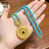Nuevo Estilo Chino Método Antiguo Turquesa Auspicioso Estilo Nacional Diamante Rojo Giratorio Ocho Tesoros Brújula Luo Colgante Collar Moda Versátil