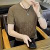 Verano 2025 Nuevo Estilo Delgado Seda de Hielo Manga Corta para Hombre Holgada Cuello Redondo Camiseta Base Sensación de Alta Calidad Duffian Guapo Moderna Camiseta