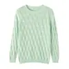 Suéter de punto de algodón puro estilo francés con crochet calado y cuello redondo para mujer, top holgado y suave, jersey suave, capa base