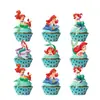 Platos de Papel, Servilletas, Mantel, Banderín de la Princesa Sirena Ariel, Artículos Desechables para Fiesta de Cumpleaños Infantil