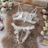 Dnika malla transparente lencería sexy Traje de sujetador con lazo de perla conjunto sexy de 2 piezas nuevo estilo europeo y americano transfronterizo