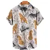 Camisa de Moda Europea y Americana Transfronteriza para Hombre Estilo Nuevo Estampado Digital 3D Hawaiana Casual de Manga Corta Cárdigan Superior