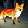 Escultura Personalizada a Gran Escala de Fibra de Vidrio Simulada para Exteriores Adornos de Familia de Animales Zorro Una Pieza Decoración de Patio Comunitario