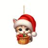 Nuevo diseño transfronterizo de acrílico plano con personalidad creativa y adorable gato para decorar el árbol de Navidad y el hogar.