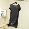 Vestido largo que favorece la figura, estilo delgado para mujeres de talla grande, vestido casual de verano de modal suelto con volantes, cuello en V, manga corta, modelo nuevo