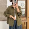 Nova Camisa de Algodão Dupla Camada Artística Retrô de Primavera e Outono Feminina Solta Slim Versátil Top Feminino Atacado
