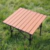 Mesa ao ar livre com imitação de grão de madeira atacado conjunto de mesa e cadeira de acampamento mesa de barraca de piquenique de acampamento portátil de lazer