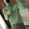 Suéter de Lana 100% en Rebaja para Mujer, Suéter de Cuello Alto, Nueva Camiseta Básica de Punto para Otoño e Invierno, Top Clásico