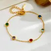Collar de acero y titanio con colgante de cuentas de diamantes de colores, diseño retro simple europeo y americano, venta al por mayor transfronteriza para mujer