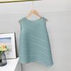 Camiseta Top Plissado Estilo Verão Decote Redondo Irregular Elástico Plus Size Emagrecedora Cor Sólida Sem Mangas Curta Casual Versátil