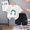 2025 Nuevos Trajes de Verano para Niños Mayores, Verano para Niños de Manga Corta Deportivos y de Ocio de Dos Piezas al por Mayor