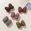 Estilo INS tela a cuadros dulce algodón acolchado tridimensional moño pinza de garra DIY accesorios para el cabello de mujer broche accesorios para la ropa suministros