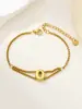 Nuevo Anillo de Acero Inoxidable al por Mayor Transfronterizo 26 Letras Inglesas Anillo de Doble Capa Pulsera Chapada en Oro