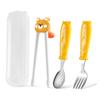 Aço inoxidável 304 Talheres infantis duas peças colher garfo de treinamento para alimentação complementar de bebê conjunto em caixa de presente portátil