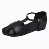 Sandalias Cerradas Retro Tejidas Huecas Transpirables Estilo Francés para Mujer, Novedad Verano 2026 Zapatos Romanos de Correa Única con Tacón Cuadrado