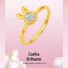 Anel de coelho dourado brilhante do Vietnã para mulheres, latão banhado a ouro, orelhas de coelho, cravejado com diamantes, anel aberto, vendas diretas da fábrica