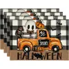 Manteles individuales de calabaza y fantasma de Halloween transfronterizos para decoración de fiestas en casa, manteles individuales y servilletas divertidos y aterradores de fantasma