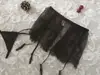 Saia de Renda Preta Transfronteiriça Acessórios de Cinta-Liga Meia-Calça de Rede com Tiras Sexy Conjunto Sem Calcinha Amazon