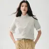 Suéter de punto de ochos de cachemira simple y retro de manga corta y cuello alto para mujer, nueva colección de otoño 2026, top entallador de manga corta