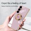 Adecuado para Funda de Teléfono Móvil Samsung S25Ultra S24Fe Color Sólido Galvanoplastia 2D Soporte de Anillo para Coche A16 Cubierta Protectora 5g