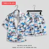 Camisa de Flores Hawaianas Traje de Playa Verano Delgado Sanya Viaje Pareja Hombre y Mujer Talla Grande Pantalones Casuales Sueltos