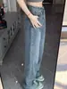 Jeans Anchos Desgastados para Mujer, Estilo Popular de Primavera y Otoño, Sueltos y Adelgazantes, Tipo de Cuerpo Pera, Cubren las Caderas, Bajitas, Pantalones Rectos Cortos
