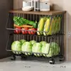 Estante de Almacenamiento de Cocina Cesta para Frutas y Verduras Sala de Estar Estante de Almacenamiento para Juguetes y Snacks Carrito Pequeño Multifuncional de Pie para el Hogar