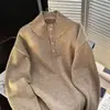Suéter Gola Alta Reversível Macio com Textura e Botões Simples 2025 para Homens e Mulheres, Blusa de Tricô, Tendência para o Inverno