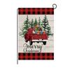 Bandera navideña de lino para jardín transfronteriza de Amazon, con estampado de árbol de Navidad y letras a cuadros, decorativa para patio al aire libre.