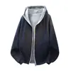 Chamarra sudadera unisex de polar con capucha para otoño, tipo cárdigan térmico regular, en diseño de bloques de color