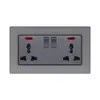 Tomada de Interruptor de Alumínio Escovado Tipo 86 146 para Comércio Exterior com Duas Portas USB Estilo Europeu Padrão Francês Estilo Britânico com Tomada Dupla USB