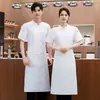 Roupa de Trabalho de Chef Manga Curta Masculina Restaurante Hotel Cozinha Cantina Cozinheiro Fina Respirável Malha Roupa de Trabalho de Chef