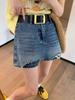 Shorts de Mezclilla Lavados y Rasgados Vintage para Mujer, Pantalones tipo Falda de Verano, Pantalones de Pierna Ancha A-Line de Cintura Alta Adelgazantes