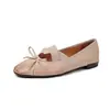 Bailarinas de Piel con Lazo Estilo Francés 2026 Primavera Punta Redonda Lazo Correa Cruzada Zapatos de Piel Genuina para Mujer 42