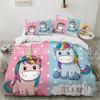 Juego de Ropa de Cama con Estampado de Unicornio Arcoíris de Dibujos Animados de Dos, Tres o Cuatro Piezas, Funda Nórdica, Tejido Cepillado de Moda