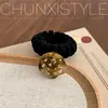 Goma para el pelo de terciopelo estilo vintage con acetato, rosa y perla para mujer, cuerda para coleta alta, accesorio para el pelo de diseño nicho