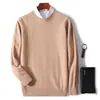 Novo Suéter Masculino de Caxemira Outono e Inverno 2023, Suéter de Lã Tricô Grosso Gola Redonda, Camisa Básica Casual de Negócios para Jovens