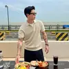 Camisa polo, camisa de punto, camiseta de manga corta para hombre, cuello camisero, imitación de dos piezas, cuello en V, estilo old money, seda de hielo, verano, venta al por mayor de fábrica transfronteriza