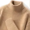 Suéter Masculino de Gola Alta 100% Caxemira Espesso Pulôver Quente Versátil para Negócios Camada Base Simples de Tricô