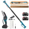 Nueva motosierra a batería de litio recargable, adecuada para jardinería y uso en exteriores, operación con una sola mano, pértiga extensible y juego de sierra para podar ramas altas