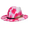 Sombrero de Jazz Estilo Europeo y Americano Británico, Fedora de Lana con Graffiti de Colores y Cinta, Sombrero de Ala Ancha para Hombres y Mujeres, Sombrero Versátil de Ala Ancha