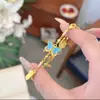Nuevo Estilo Chino Esmalte de Alta Temperatura Azul Mariposa Pulsera Estilo Étnico Rosa Hielo Roto Cola de Golondrina Tendencia Nacional Pulsera para Mujeres