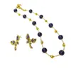 Brincos de Tarraxa Borboleta Inteligentes Violeta Retrô Colar com Contas de Ametista Luxo Leve Alto Padrão Exquisite Mais Fácil de Combinar Conjunto