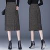 Moderna Falda Recta de Lana para Mujer, Nueva Falda Lápiz a Cuadros Estilo Coreano Elegante Otoño e Invierno 2025, Falda de Longitud Media