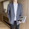 Blazer de Negócios Masculino Estilo Coreano Moderno Manga Longa Top Formal Jaqueta de Terno Casual Slim Fit Tratamento Anti-Amasso